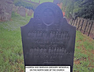 Andrew &amp; Marian Gregory Memorial on the north side of the church